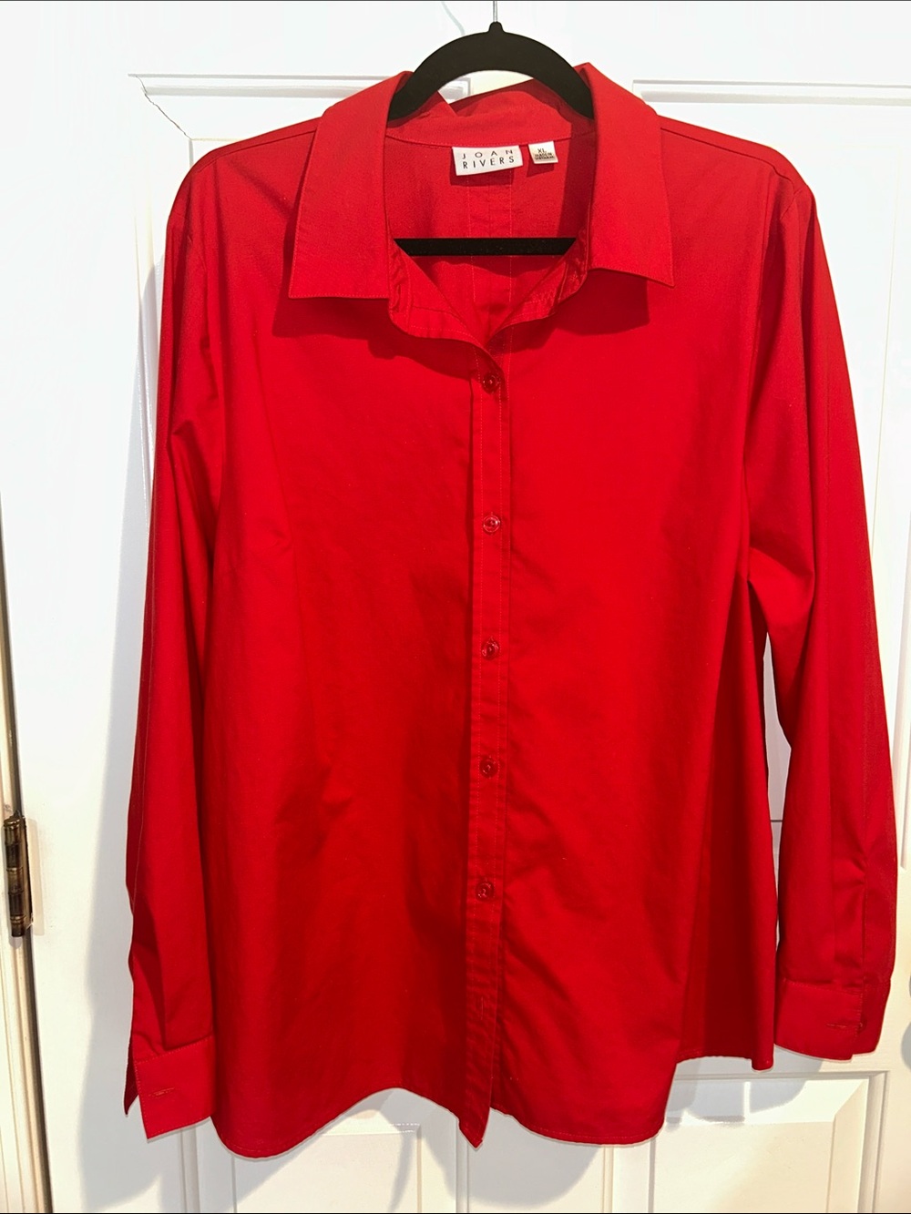 Joan Rivers Women’s Bold Red Button-Up Shirt